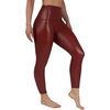 image:image90 Degree By Reflex Super High Waist High Shine Faux Leather Fleece Lined Elastic Free Ankle LeggingsDark Madder Elastic Free