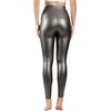 image:image90 Degree By Reflex Super High Waist High Shine Faux Leather Fleece Lined Elastic Free Ankle LeggingsGunmetal Grey Elastic Free
