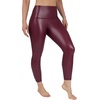 image:image90 Degree By Reflex Super High Waist High Shine Faux Leather Fleece Lined Elastic Free Ankle LeggingsUptown Red Elastic Free