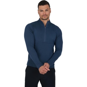 image:image90 Degree By Reflex Soft Half Zip Pullover Long Sleeve Workout Running Shirt for MenBlue WPocket