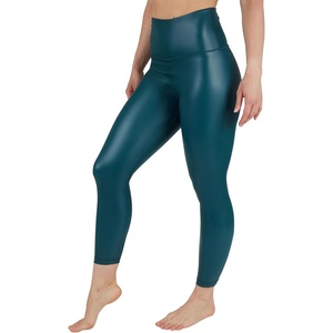 image:image90 Degree By Reflex Super High Waist High Shine Faux Leather Fleece Lined Elastic Free Ankle LeggingsReflecting Pond