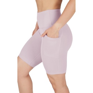image:image90 Degree By Reflex Womens High Waisted Biker Shorts with Side Pockets Workout Shorts 5 7 9Elderberry 9