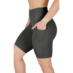 image:image90 Degree By Reflex Womens High Waisted Biker Shorts with Side Pockets Workout Shorts 5 7 9Military Green 9