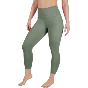 image:image90 Degree By Reflex Womens High Waisted Capri Legging Side Pocket Squat Proof Gym Workout Yoga PantBay Leaf