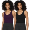 image:image90 Degree By Reflex 2 Pack Workout Tank Performance Medium Support Longline Top with Builtin BraPotent PurpleBlack 2 Pack