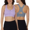 image:image90 Degree By Reflex Womens 2 Pack Zip Front Bra Seamless Textured Racerback Performance Supportive Sports BraLavendulaWeathervane