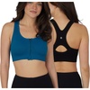 image:image90 Degree By Reflex Womens 2 Pack Zip Front Bra Seamless Textured Racerback Performance Supportive Sports BraMykonos BlueBlack