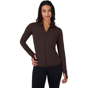 image:image90 Degree By Reflex Full Zip Running Track Jacket Lightweight Athletic Slim Fit Jacket with ThumbholesChocolate Mousse