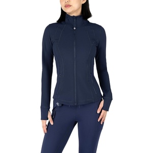 image:image90 Degree By Reflex Full Zip Running Track Jacket Lightweight Athletic Slim Fit Jacket with ThumbholesDark Navy Fleece Lined
