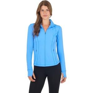 image:image90 Degree By Reflex Full Zip Running Track Jacket Lightweight Athletic Slim Fit Jacket with ThumbholesMarina Breeze