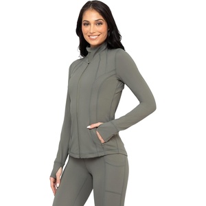 image:image90 Degree By Reflex Full Zip Running Track Jacket Lightweight Athletic Slim Fit Jacket with ThumbholesMulled Basil