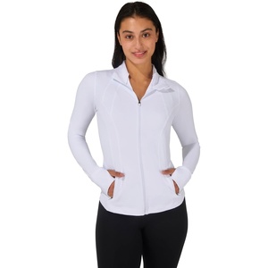image:image90 Degree By Reflex Full Zip Running Track Jacket Lightweight Athletic Slim Fit Jacket with ThumbholesWhite
