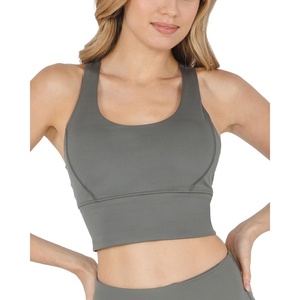 image:image90 Degree By Reflex Long Line Sports Bra Racerback Workout Medium Impact Yoga TopMulled Basil