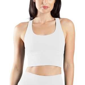 image:image90 Degree By Reflex Long Line Sports Bra Racerback Workout Medium Impact Yoga TopWhite