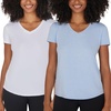 image:image90 Degree By Reflex Short Sleeve Top VNeck Soft Gym Shirt for Women  2 PackHeather EventideWhite