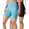 image:imageYogalicious Womens 5 7 High Waisted Biker Shorts Squat Proof Workout Yoga Short 2 PackAdriatic Blue W Pocket  Black No Pocket 7
