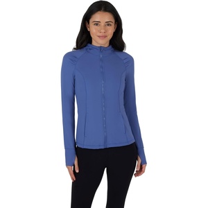 image:imageYogalicious FullZip Lightweight Hooded Running Workout Yoga Lux Jacket with PocketsGray Blue