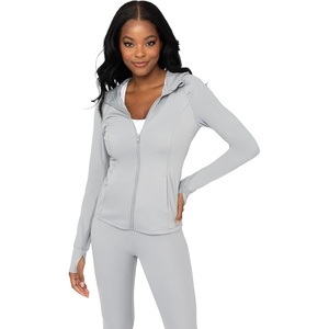 image:imageYogalicious FullZip Lightweight Hooded Running Workout Yoga Lux Jacket with PocketsSleet
