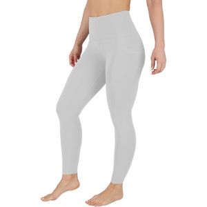 image:imageYogalicious High Waist Ultra Soft 78 Ankle Length Leggings with Pockets for WomenWhite Nude Tech