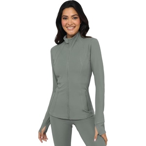 image:imageYogalicious Womens Ultra Soft Lightweight Full Zip Yoga Jacket with PocketsMulled Basil Nude Tech