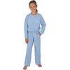 image:imageYogalicious Girls 2 Piece Terry Brushed Cinched Hem Pullover and Terry Brushed Straight Leg Pant SetForever Blue