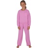 image:imageYogalicious Girls 2 Piece Terry Brushed Cinched Hem Pullover and Terry Brushed Straight Leg Pant SetFuchsiapink