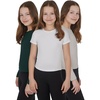 image:imageYogalicious Girls 3 Pack Short Sleeve Crew Neck TShirt and Long Sleeve Crew Neck TopWhite DoveForest NightShadow Rock