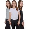 image:imageYogalicious Girls 3 Pack Short Sleeve Crew Neck TShirt and Long Sleeve Crew Neck TopWhiteHeather GreyBlack