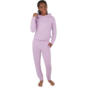 image:imageYogalicious Girls 2 Piece Set Hoodie Brushed Side Cinched Top amp Drawstring Jogger with Pockets OutfitHeather Fair Orchid