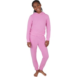 image:imageYogalicious Girls 2 Piece Set Hoodie Brushed Side Cinched Top amp Drawstring Jogger with Pockets OutfitHeather Fuchsia Pink