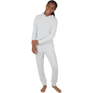image:imageYogalicious Girls 2 Piece Set Hoodie Brushed Side Cinched Top amp Drawstring Jogger with Pockets OutfitHeather Grey