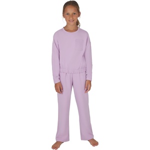 image:imageYogalicious Girls 2 Piece Terry Brushed Cinched Hem Pullover and Terry Brushed Straight Leg Pant SetFair Orchid