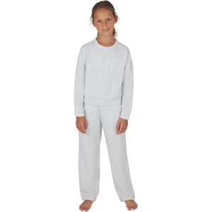 image:imageYogalicious Girls 2 Piece Terry Brushed Cinched Hem Pullover and Terry Brushed Straight Leg Pant SetHeather Grey