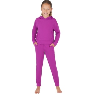 image:imageYogalicious Girls Sweatsuit 2 Piece Brushed Pullover Hoodie and Jogger Outfit SetPurple Wine