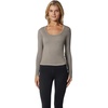 image:image90 Degree By Reflex Womens 3 Pack Ribbed Seamless Crew Neck Scoop Neck and Sqaure Neck Long Sleeve TopCrystal GraySatelliteWhite