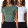 image:image90 Degree By Reflex 2 Pack Contour Short Sleeve Shirt Crew Neck TeeLaurel WreathWhite Cropped